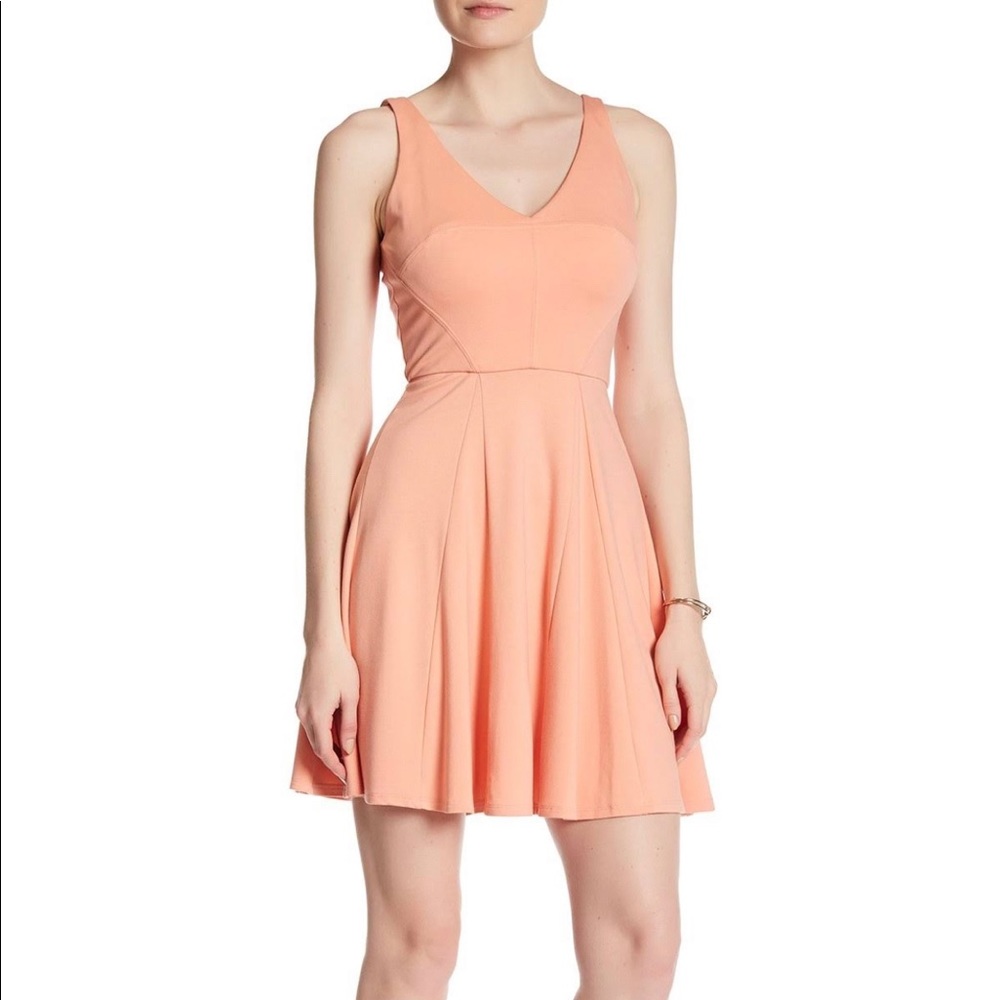 ABS Allen Schwartz Peach Orange Fit n Flare dress